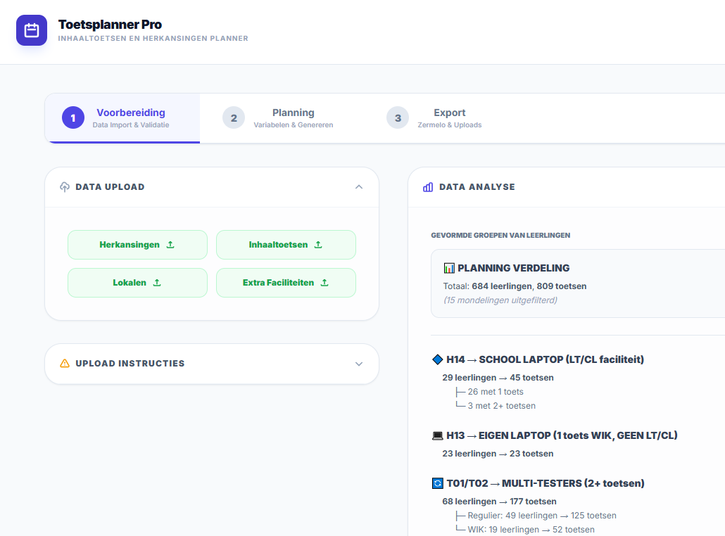 Toetsplanner Pro — planningssysteem in actie